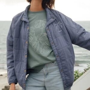 NWT Amuse Society Seabreeze Blue Quilted Lightweight Jacket Size L/XL